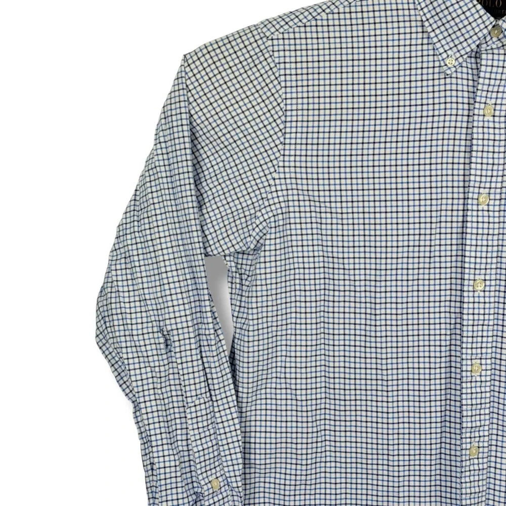 Polo Ralph Lauren Button Down Mens M Blue White Check Classic Distressed Utility